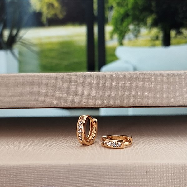 Argola Cravejada - 8mm - Semijoia 18k - B499-0472