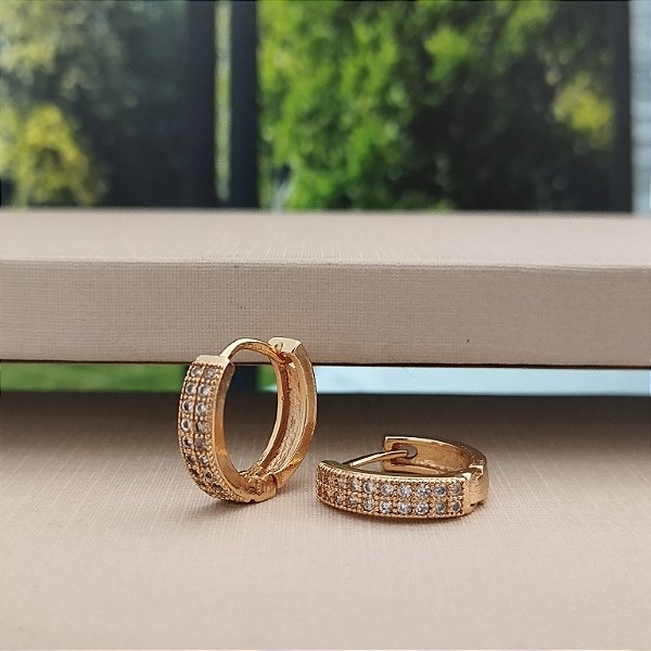 Argola Cravejada - 14mm - Semijoia 18k - B521-12140