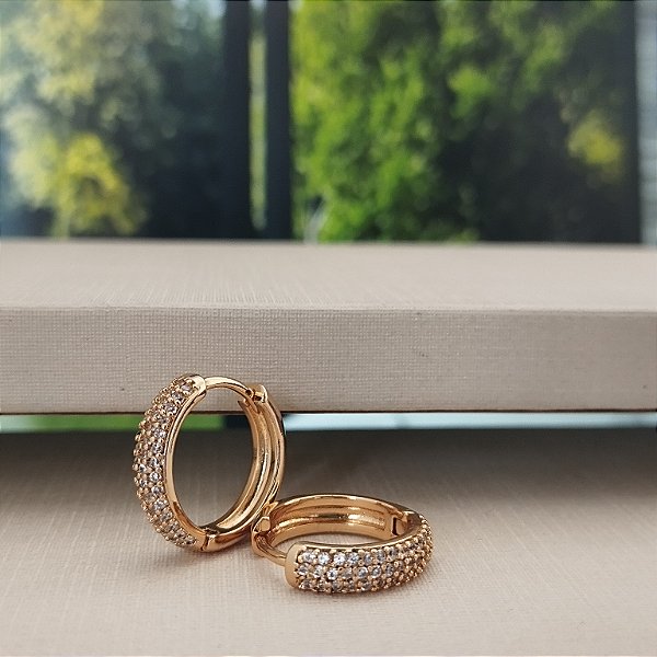 Argola Cravejada - 14mm - Semijoia 18k - B525-12140