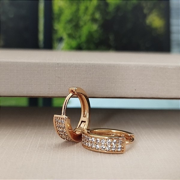Argola Cravejada - 13mm - Semijoia 18k - B528-07120