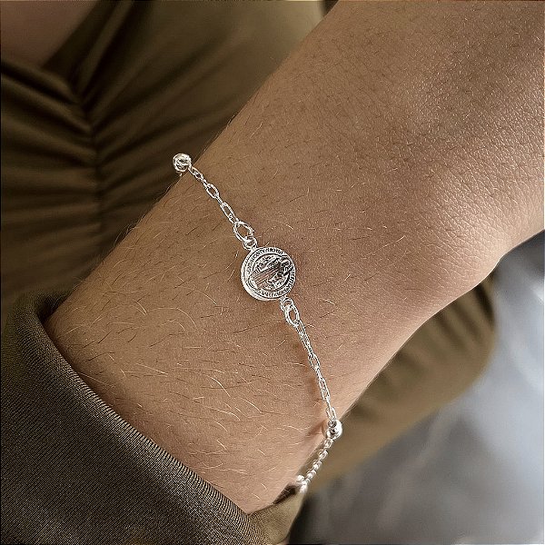 Pulseira São Bento Com Bolinha - Prata 925 - P97-27164
