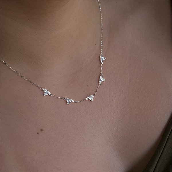 Gargantilha Choker Cravejada - Prata 925 - MG790-35210