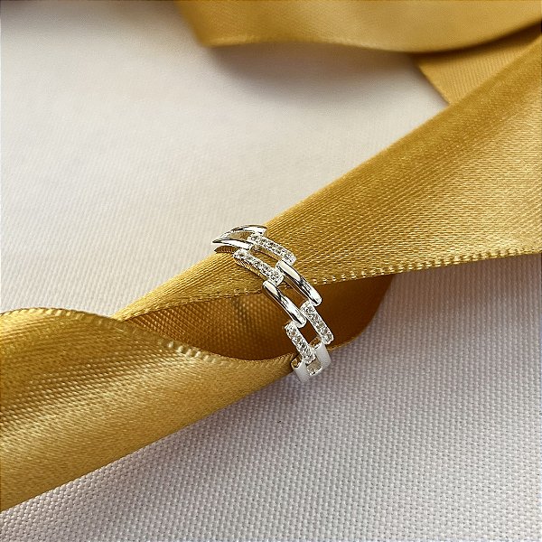 Anel Quadrados Com Zircônias - Prata 925 - MA508-26156