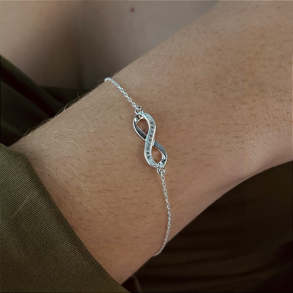 Pulseira Com Infinito Cravejado - Prata 925 - P105-21126