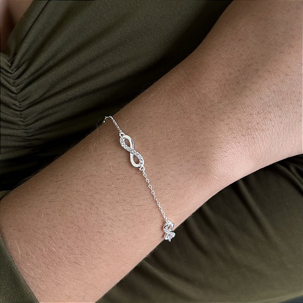 Pulseira Com Infinitos Cravejados - Prata 925 - P106-30180