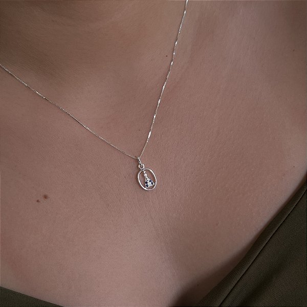 Gargantilha N.S Aparecida Com Zircônias - Prata 925 - MG792-27162