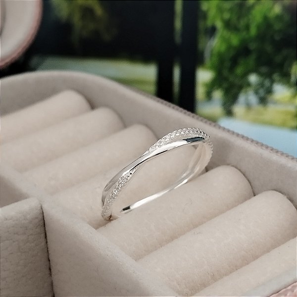 Anel Dois Fios Com Zircônias - Prata 925 - MA510-27162