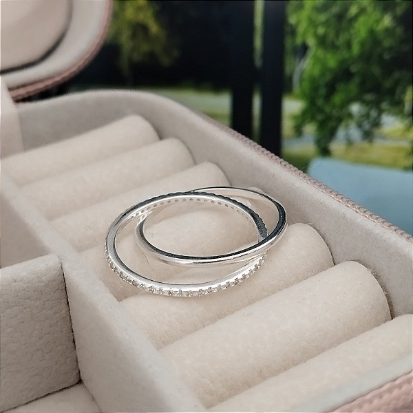 Anel Duplo Com Zircônias - Prata 925 - MA515-28168