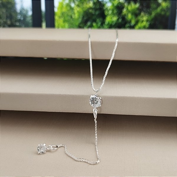 Gargantilha Gravatinha Ponto de Luz - Prata 925 - MG797-42252