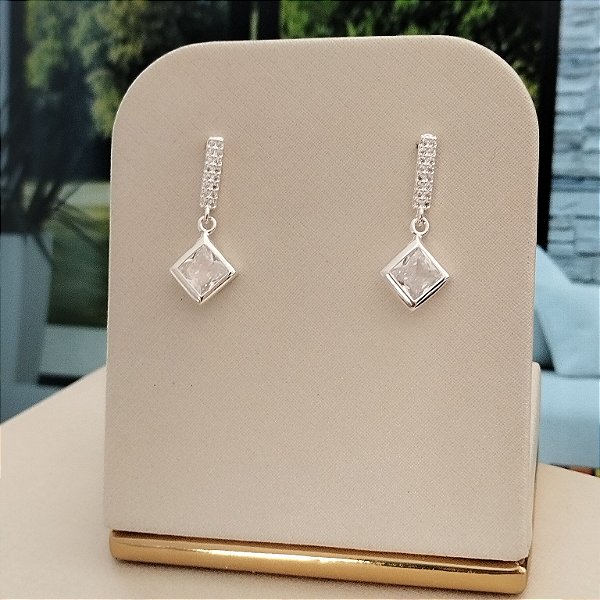 Brinco Pêndulo Com Zircônias - Prata 925 - B569-29174