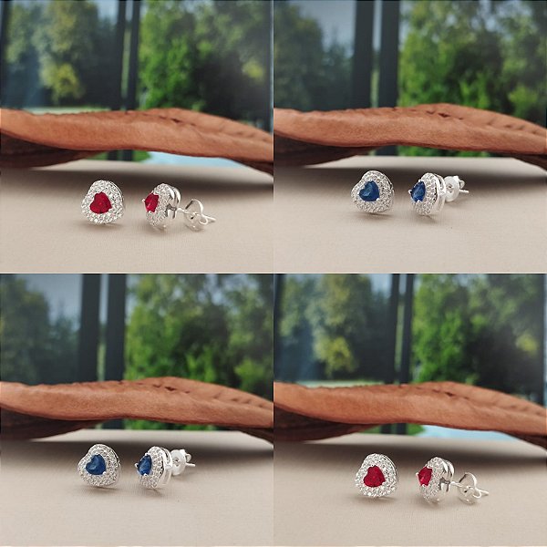 Brinco Coração Cravejado - Prata 925 - B570-26156