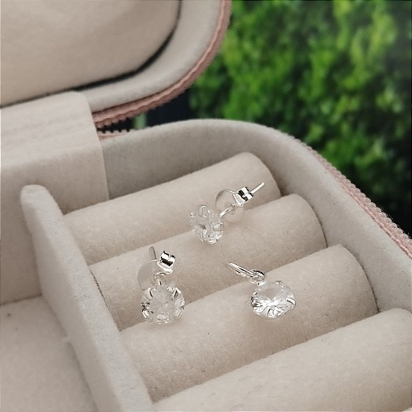 Conjunto Ponto de Luz (Brincos e Pingente) - Prata 925 - MCJ126-1068