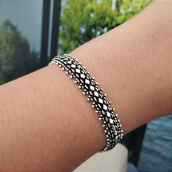 Pulseira Bali Pikun - Prata 925 - Cor Envelhecida - P110-1821092