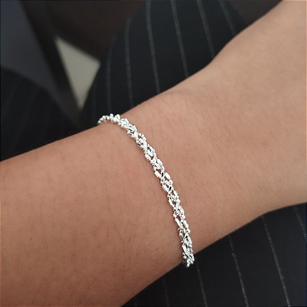 Pulseira 3 fios Diamantados - Prata 925 - P135-44264