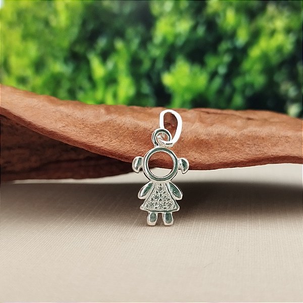 Pingente Menina Com Zircônias - Prata 925 - MPI443-1378