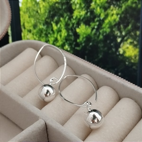 Brinco Gancho Com Bola - Prata 925 - B587-42252