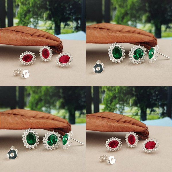 Conjunto Cravejado (Brincos e Pingente) - Prata 925 - MCJ132-46276