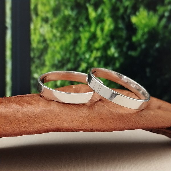 Aliança Quadrada Lisa - 3mm - (Unidade) - Prata 925 - AL13-X170