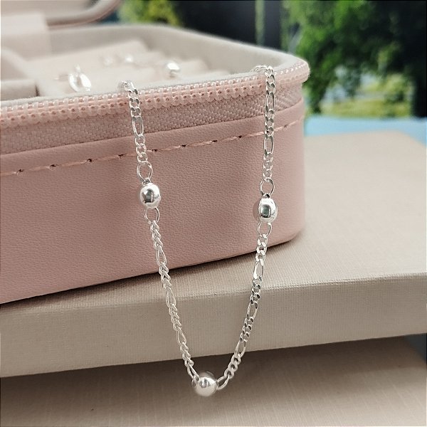 Tornozeleira 3 Por 1 Com Bolinhas - Prata 925 - MTZ109-X126