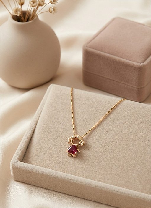 Gargantilha Menina Com Zircônia - Semijoia 18k - MG852-X180