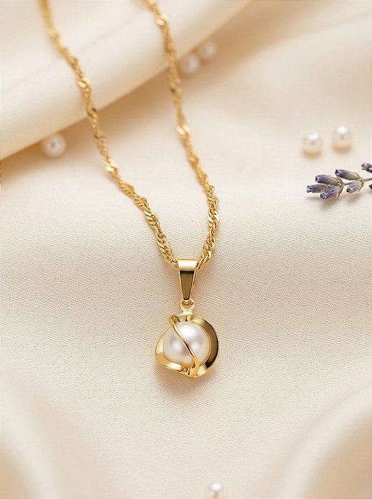 Gargatilha Com Pérola - Semijoia 18k - MG845-X150