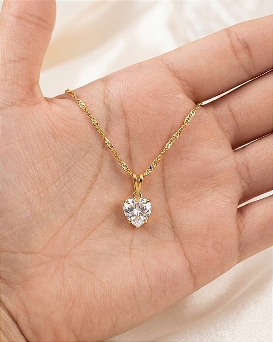 Gargantinha Ponto de Luz Coração - Semijoia 18k - MG844-X140