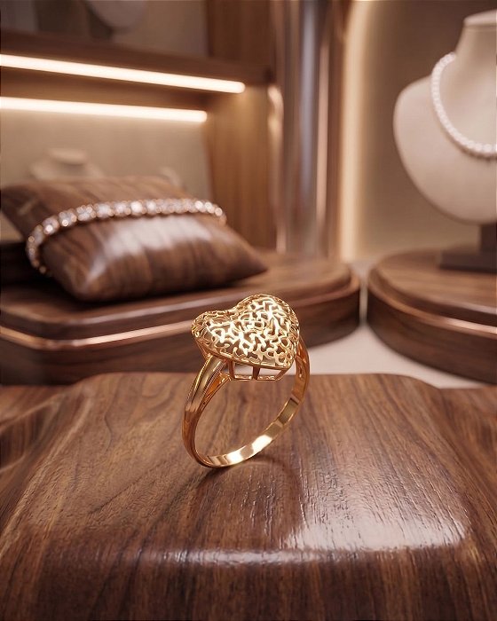 Anel Coração Vazado - Semijoia 18k - MA211-X200