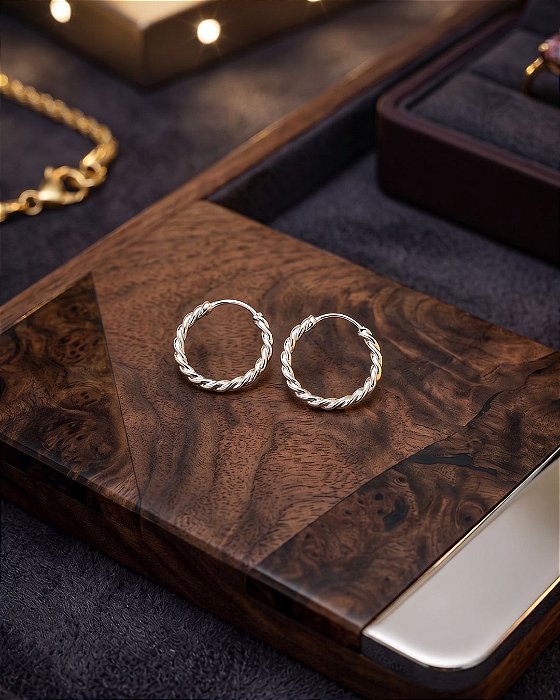 Argola Fio Torcido - 14mm - Prata 925 - B631-X46