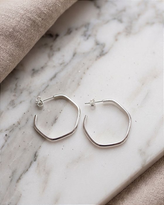 Argola Geométrica - 25mm - Prata 925 - B634-X102