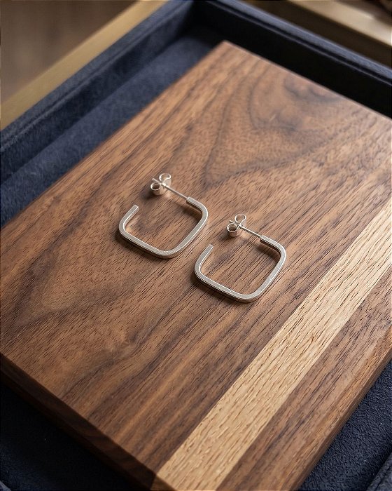 Argola Quadrada - 17mm - Prata 925 - B635-X68