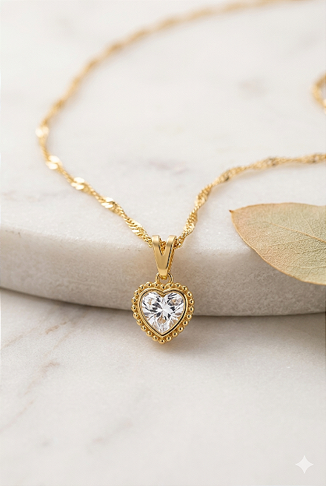 Gargantilha Ponto de Luz Coração - Semijoia 18k - MG908-X220