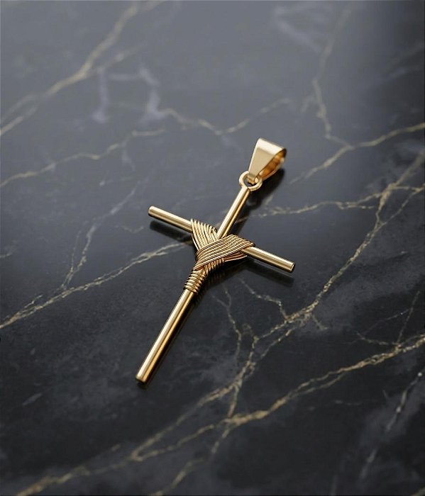 Pingente Masculino Crucifixo Trabalhado - Semijoia 18k - MPI448-X130