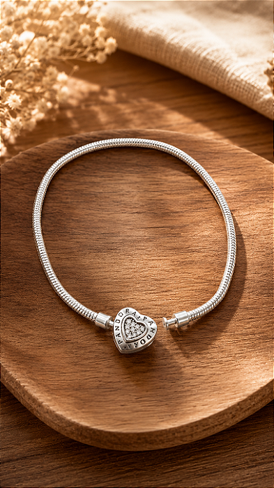 Pulseira Para Berloques Cravejada - Flexível - Prata 925 - PAN05-X640