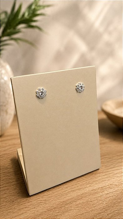 Brinco Flor Pedras Zircônias - Prata 925 - B646