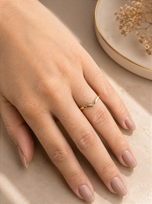 Anel Feminino Liso - Semijoia 18k - MA602