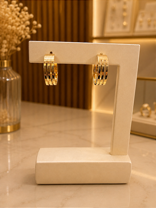 Argola Lisa Vazada - Semijoia 18k - B669