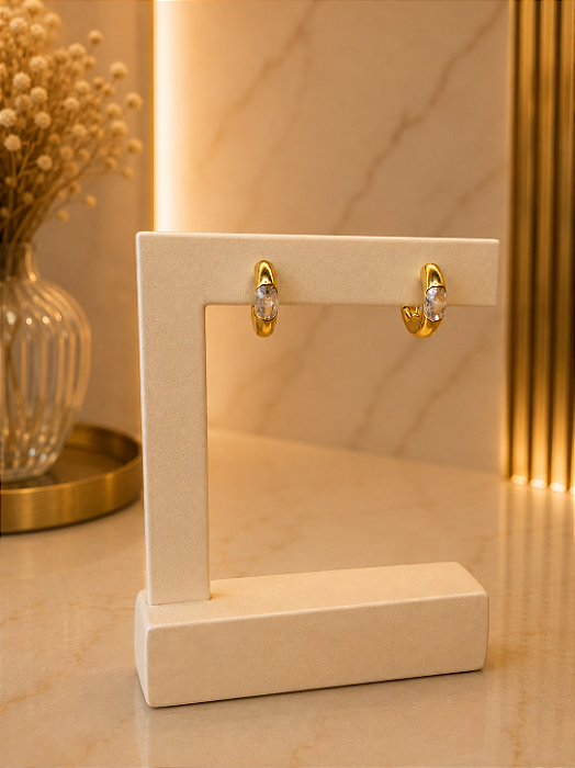 Argola Com Zircônia - Semijoia 18k - B690