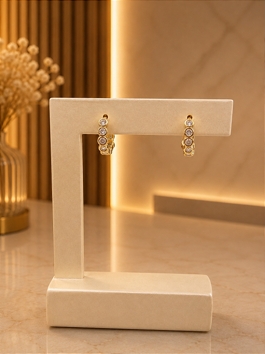 Argola Cravejada - Semijoia 18k - B695
