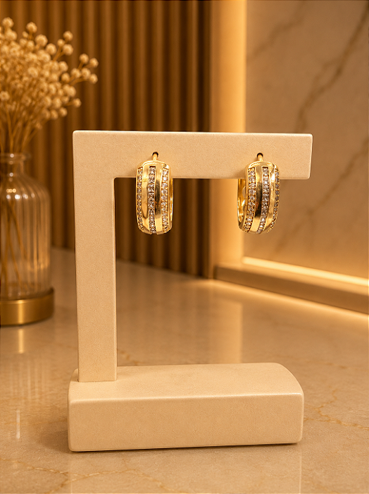 Argola Cravejada - Semijoia 18k - 25mm - B706