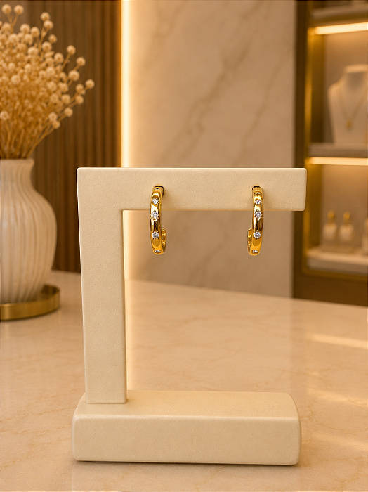 Argola Com Tarraxa - Semijoia 18k - B740