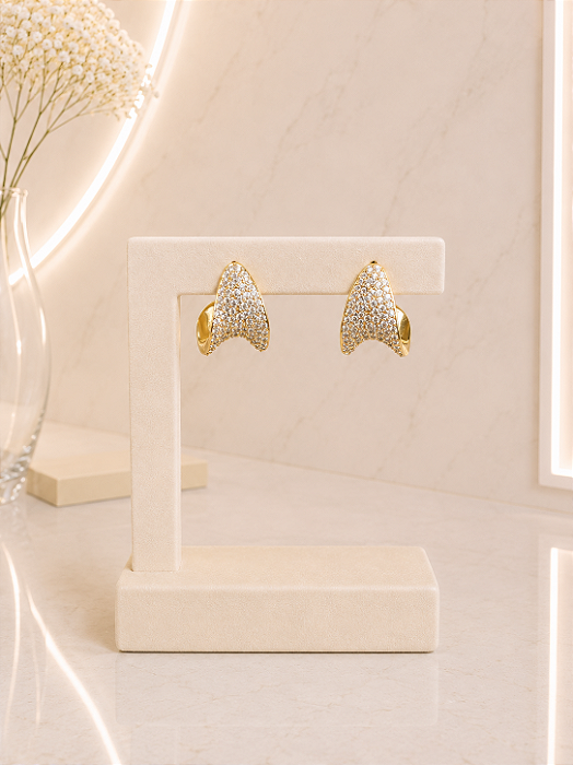 Argola Com Tarraxa Cravejada - Semijoia 18K - B768