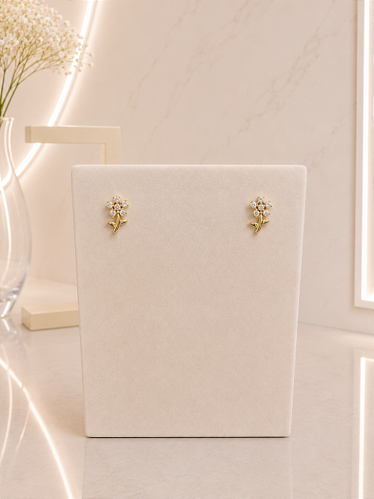 Brinco Flor Cravejada - Semijoia 18k - B786