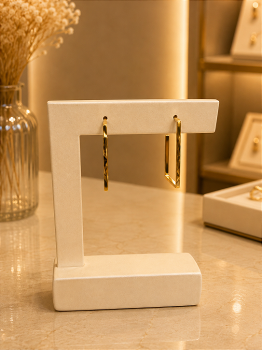 Argola Retangular - Semijoia 18k - B794