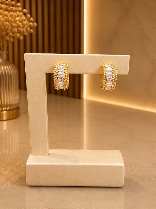 Argola Cravejada - Semijoia 18k - B675