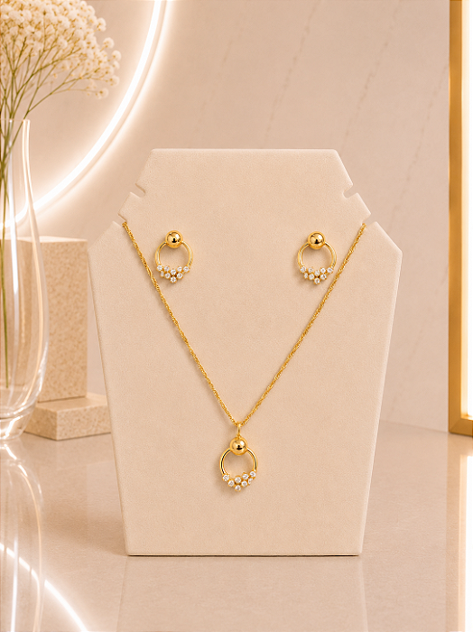 Conjunto Com Zircônias - Semijoia 18k - MCJ173