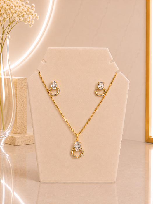 Conjunto Com Zircônias - Semijoia 18k - MCJ169
