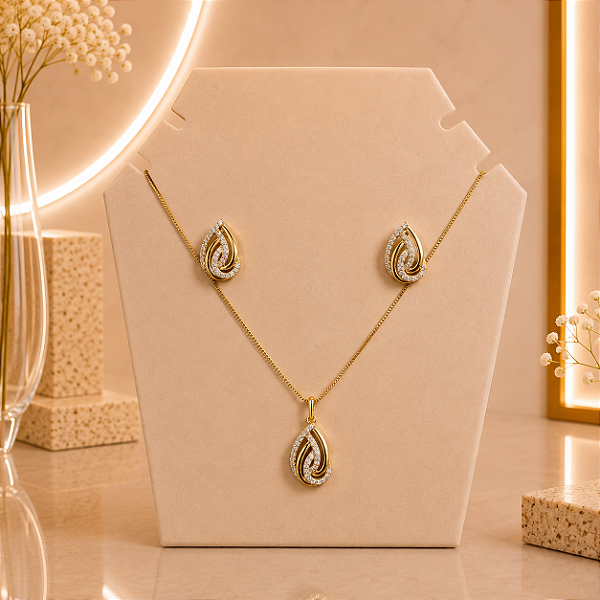 Conjunto Cravejado - Semijoia 18k- MCJ178