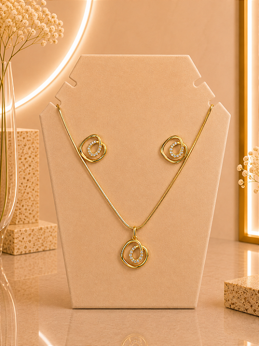 Conjunto Trabalhado - Semijoia 18k- MCJ180
