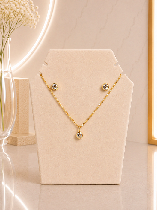 Conjunto Ponto De Luz Semijoia 18k- MCJ199