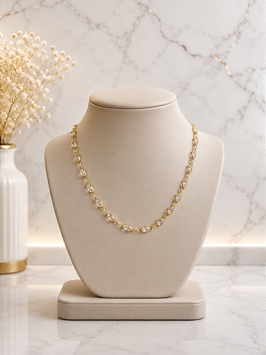 GargantIlha Choker C Zirconia -Semijoia 18k- MG999